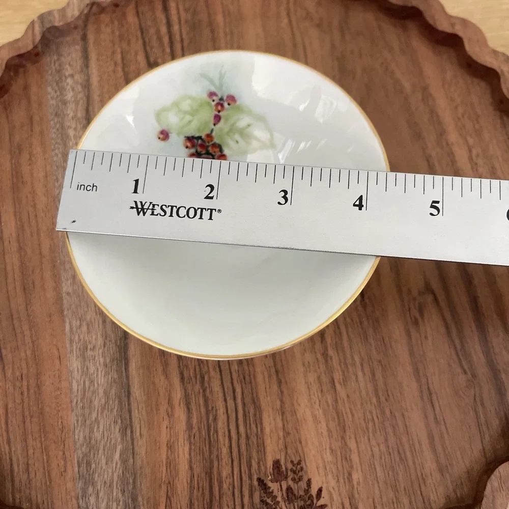 Vintage HANDPAINTED Rice Bowl Porcelain grapes cherries signed 